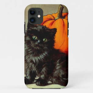 Capa Para iPhone 11 Vintage Halloween Black Cat e Pumpkins
