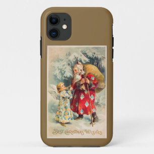 Capa Para iPhone 11 Vintage Papais noeis Angel Dourado