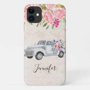 Capa Para iPhone 11 Vintage Pickup Truck Rustic Watercolor