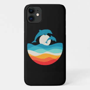 Capa Para iPhone 11 Vintage Retro Summer Time Dolphin Beach
