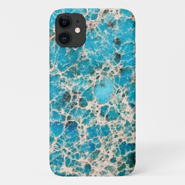 Capa Para iPhone 11 Vintage Veined Turquoise Design (Verso)