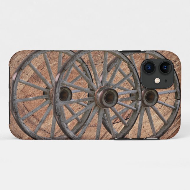 Capa Para iPhone 11 Vintage Wooden Wagon Wheels (Verso (horizontal))