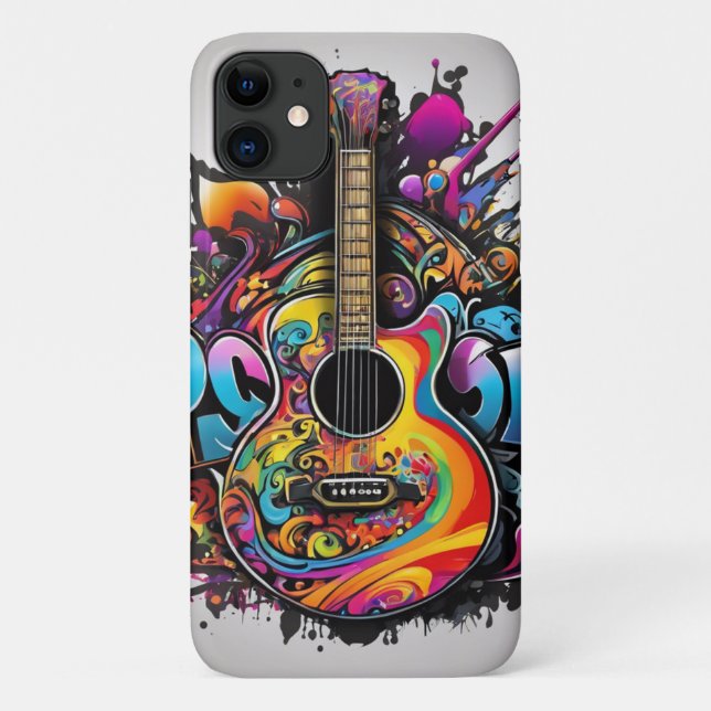 Capa Para iPhone 11 Violão Psicodélico (Verso)