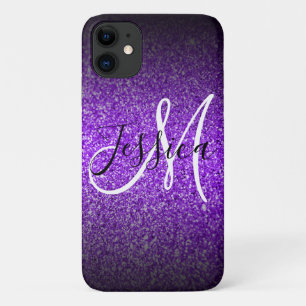 Capa Para iPhone 11 Violet Black Glitter Ombre Personalizado