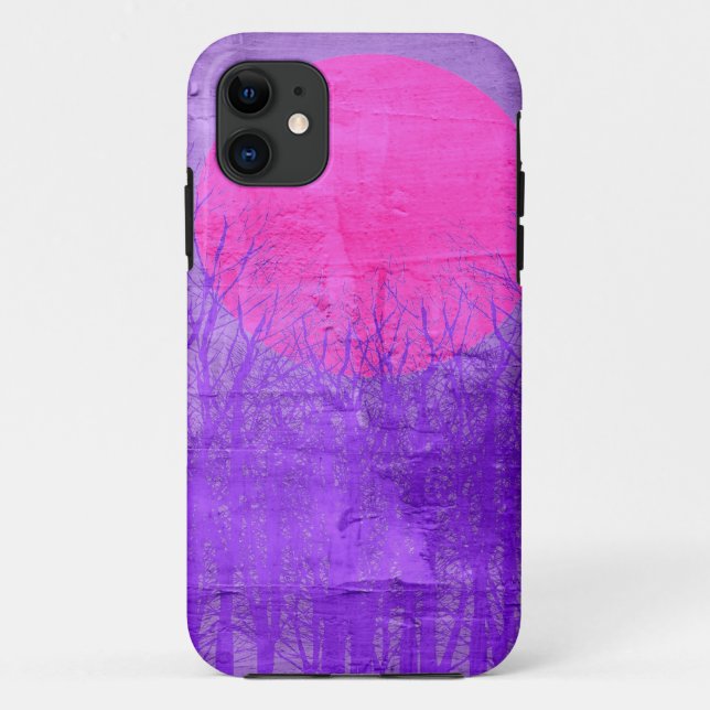 Capa Para iPhone 11 Violet Sunset | Pintura Abstrato (Verso)
