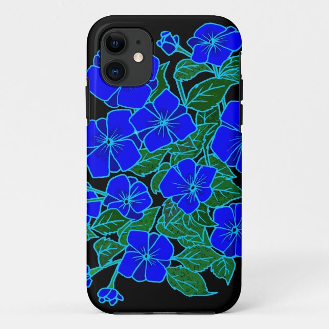 Capa Para iPhone 11 Violetas Azuis #1 (Verso)