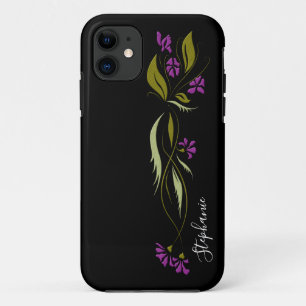Capa Para iPhone 11 Violetas Roxas Preto