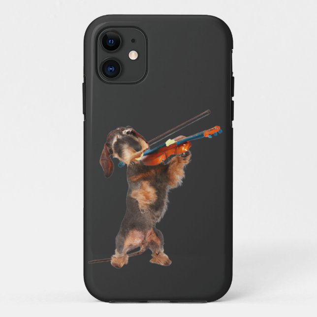 Capa Para iPhone 11 Violinista do Wirehair Dachshund (Verso)