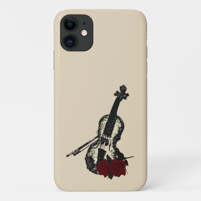Capa Para iPhone 11 Violino e Rosas (Verso)