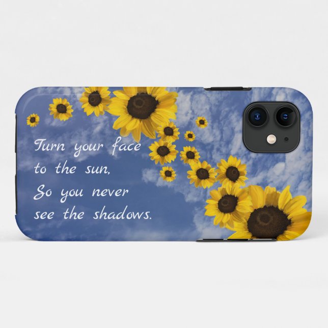 Capa Para iPhone 11 Vire seu rosto para o sol. Girassóis e céu (Verso (horizontal))