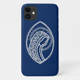 Capa Para iPhone 11 Virgem Abençoada Maria, renda branca, azul marinho