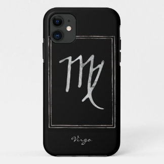 Capa Para iPhone 11 Virgo martelado prateado estilizado astrologia zod