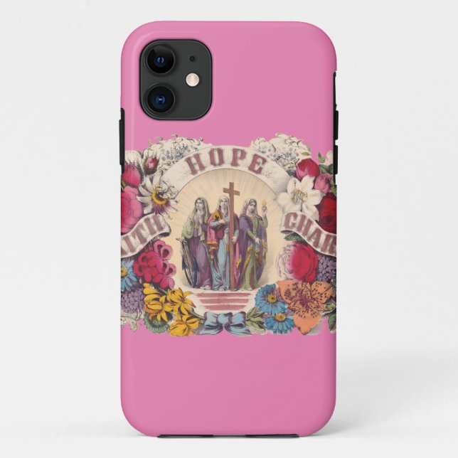 Capa Para iPhone 11 Virtudes teológicas Fé, Esperança e Caridade (Verso)