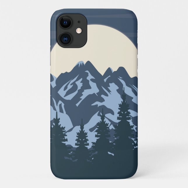 Capa Para iPhone 11 Vista de Montanha Azul (Verso)