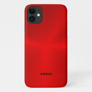 Capa Para iPhone 11 Vista de textura metálica vermelha