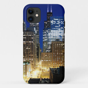 Capa Para iPhone 11 Vista noturna da paisagem urbana de Chicago
