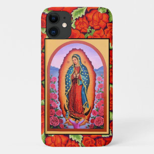 Capa Para iPhone 11 Vívida Nossa Senhora de Guadalupe Rosas Bonitas