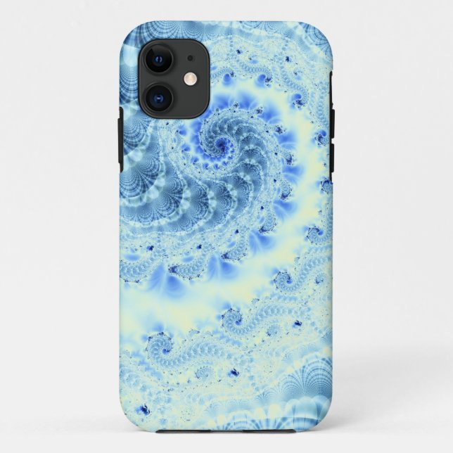 Capa Para iPhone 11 Vórtice Fractal Azul (Verso)