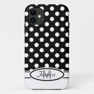 Capa Para iPhone 11 W & B Polka-dot Monograma iPhone 5 Case