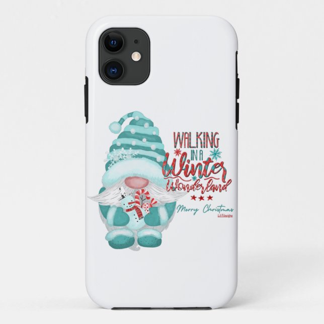 Capa Para iPhone 11 WALKING IN A WINTER WONDERLAND gnome christmas     (Verso)