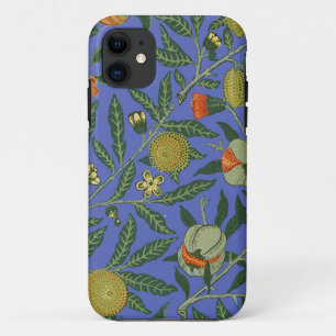 Capa Para iPhone 11 Wallpaper colorido azul William Morris Pomegranate