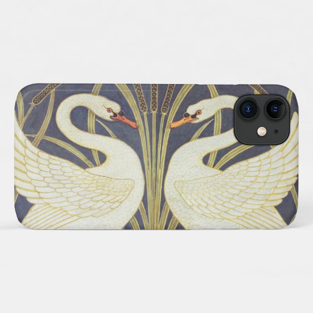 Capa Para iPhone 11 Walter Crane Cisne, Junco E Íris Art Nouveau (Verso (horizontal))