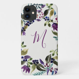 Capa Para iPhone 11 Watercolor Floral Monograma Wreath