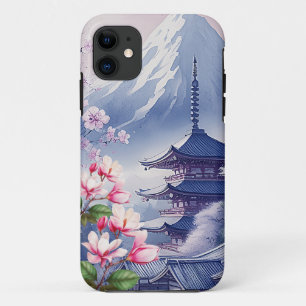 CAPA PARA iPhone 11 WATERCOLOR JAPONÊS ART NATURE MONTANHA