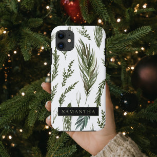 Capa Para iPhone 11 Watercolor Winter Green Seamless Patterno