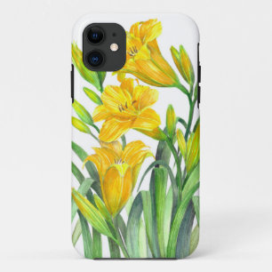 Capa Para iPhone 11 Watercolor Yellow Day Lily Floral Art