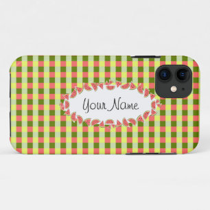 Capa Para iPhone 11 Watermelon Check Classic oval 'Name' horizontal