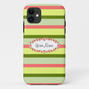 Capa Para iPhone 11 Watermelon Stripe Clássica "Name"
