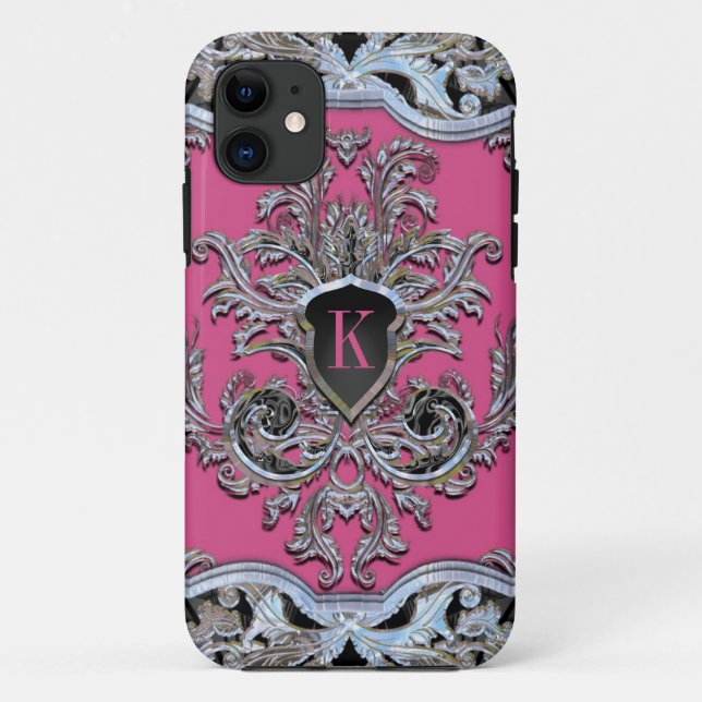 Capa Para iPhone 11 Wayde Hill Rasp Chic Victorian Elegance Monograma (Verso)