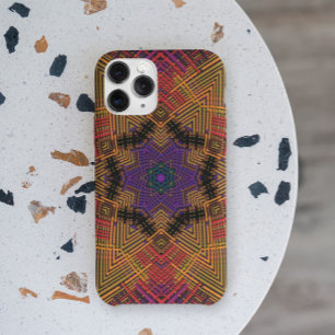 Capa Para iPhone 11 Weave Mandala Amarelo Laranja e Roxo