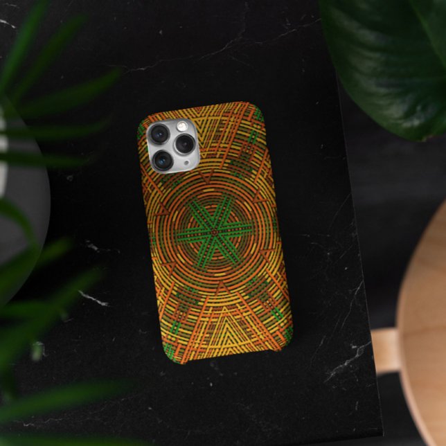 Capa Para iPhone 11 Weave Mandala Amarelo Laranja e Verde (Criador carregado)