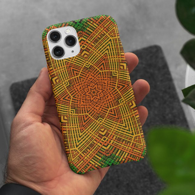 Capa Para iPhone 11 Weave Mandala Amarelo Laranja e Verde (Criador carregado)