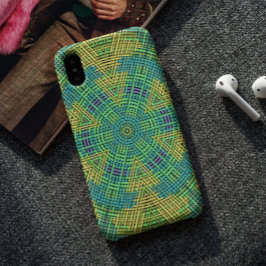 Capa Para iPhone 11 Weave Mandala Amarelo Verde e Azul