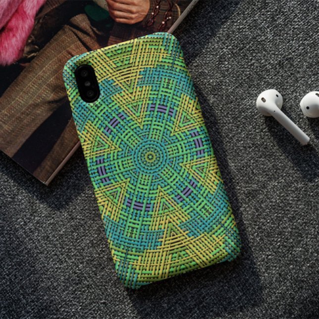 Capa Para iPhone 11 Weave Mandala Amarelo Verde e Azul (Criador carregado)