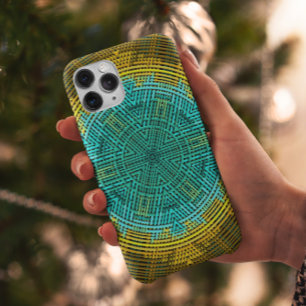 Capa Para iPhone 11 Weave Mandala Blue and Yellow