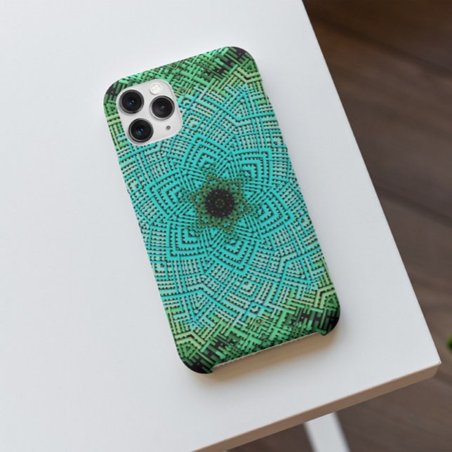 Capa Para iPhone 11 Weave Mandala Blue e Green (Criador carregado)