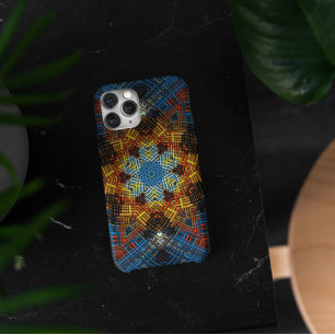 Capa Para iPhone 11 Weave Mandala Blue Yellow e Red