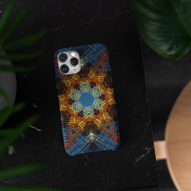 Capa Para iPhone 11 Weave Mandala Blue Yellow e Red (Criador carregado)