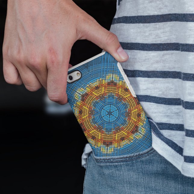 Capa Para iPhone 11 Weave Mandala Blue Yellow e Red (Criador carregado)