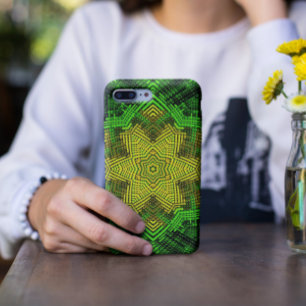 Capa Para iPhone 11 Weave Mandala Green and Yellow