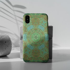 Capa Para iPhone 11 Weave Mandala Green e Orange