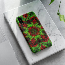 Capa Para iPhone 11 Weave Mandala Green e Red