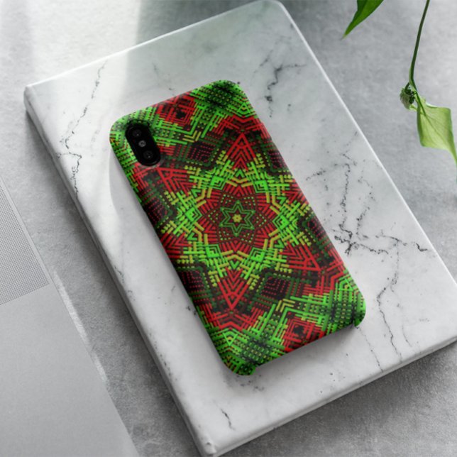 Capa Para iPhone 11 Weave Mandala Green e Red (Criador carregado)