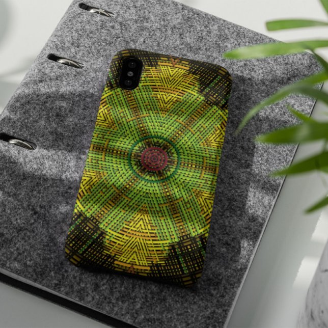 Capa Para iPhone 11 Weave Mandala Green Yellow e Red (Criador carregado)