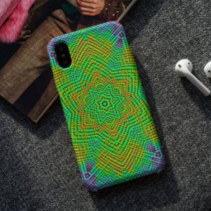 Capa Para iPhone 11 Weave Mandala Orange Green e Blue