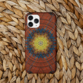 Capa Para iPhone 11 Weave Mandala Orange Yellow e Blue